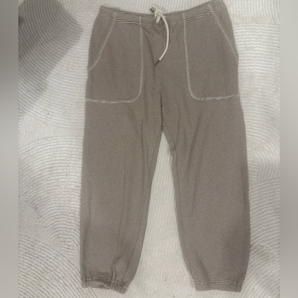 THE GREAT. Women Striped Tan Joggers
